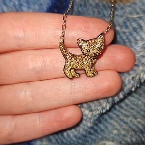 Animal planet sterling silver cat necklace